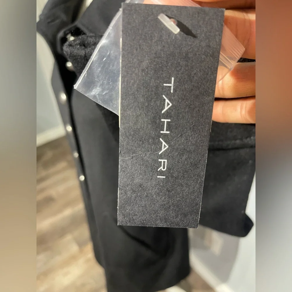 Tahari Black Pea Coat with Silver‎ Buttons